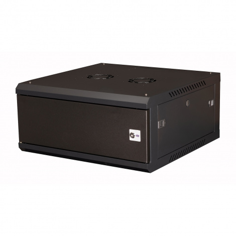 Шкаф 19" телекоммуникационный настенный, 4U 280x600х600 мм, дверь металл, черный